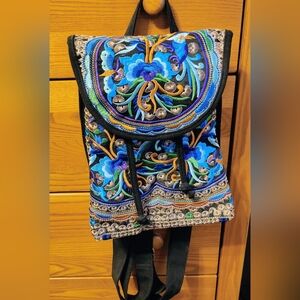 Embroidered Boho Small Backpack